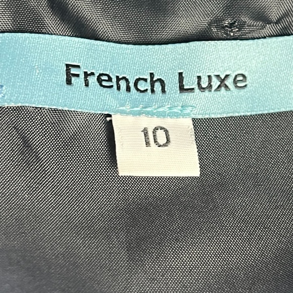 French Luxe Women's Lace Cap Sleeve Black Midi Dress 10 Fully Lined Back Zipper - Picture 6 of 6